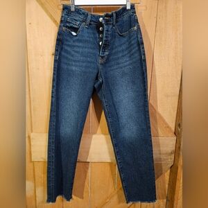 High-Rise Women's Dark Blue Jeans — Classic Straight Leg